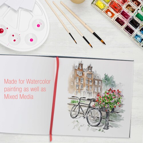 8.5  x 8.5  Linen-Bound Watercolor Sketchbook, 76 Sheets, 110 lb - Cold-Pressed - 2 Pack Perspective: left