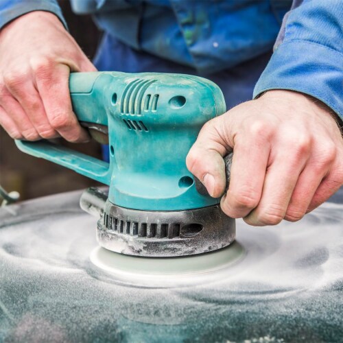 1000 Grit - 5  Green Film - PSA Self Adhesive Stickyback Sanding Discs, DA Sanders - 50 Discs Perspective: left