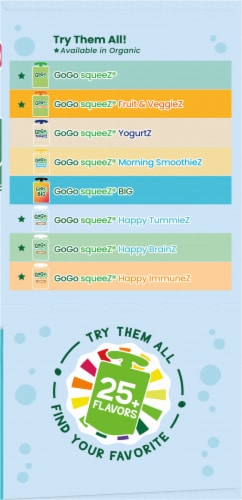 GoGo SqueeZ® Happy TummieZ Organic Fruit & Veggie Pouches Perspective: left