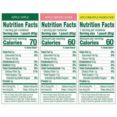 GoGo squeeZ Applesauce and Fruit Puree Tropical Variety Pack Snack Pouches Perspective: left