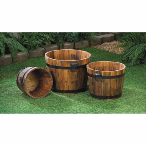 Home Locomotion 10015114 Country Barrel Planters Set Perspective: left