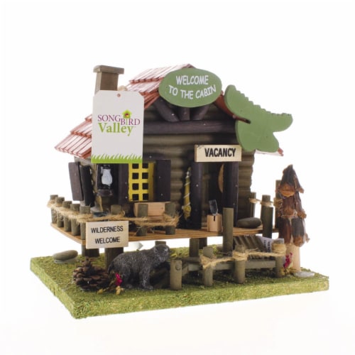 Zingz & Thingz Woodland Cabin Birdhouse Perspective: left