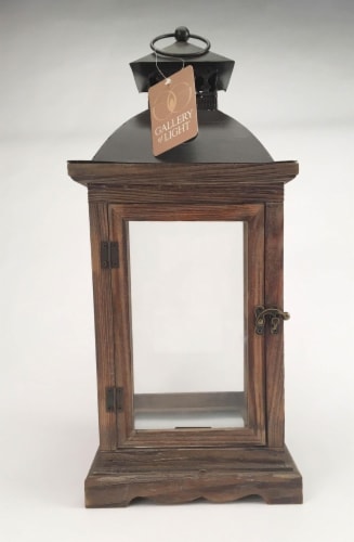 Home Locomotion  Large Rustic Wood Lantern Perspective: left