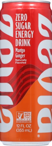 Zevia Zero Calorie Mango Ginger Energy Drink Perspective: left
