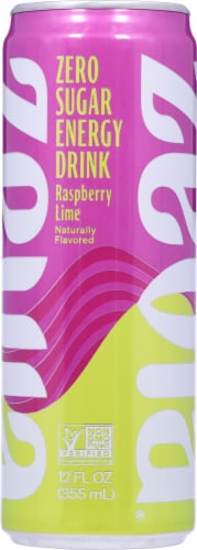 Zevia Zero Calorie Raspberry Lime Energy Drink Perspective: left