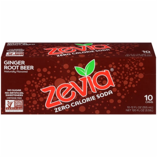 Zevia Ginger Root Beer Zero Calorie Soda Perspective: left
