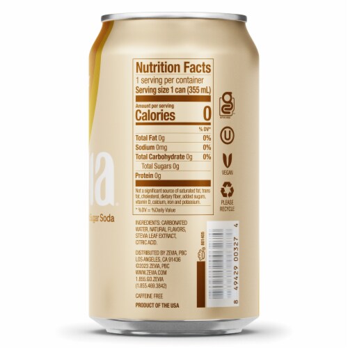 Zevia® Creamy Root Beer Zero Sugar Soda Cans Perspective: left