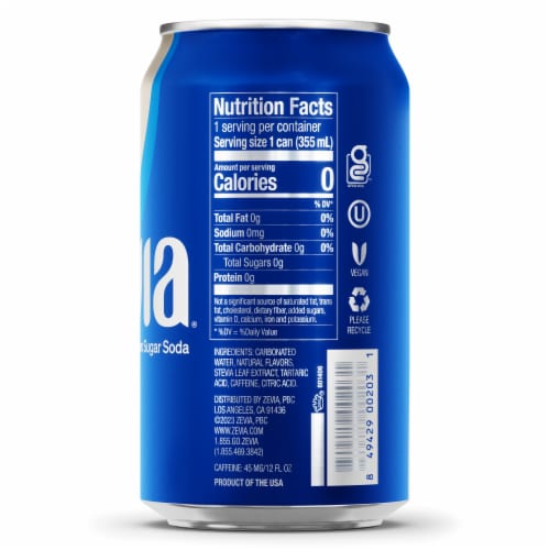 Zevia® Vanilla Cola Zero Sugar Soda Cans Perspective: left