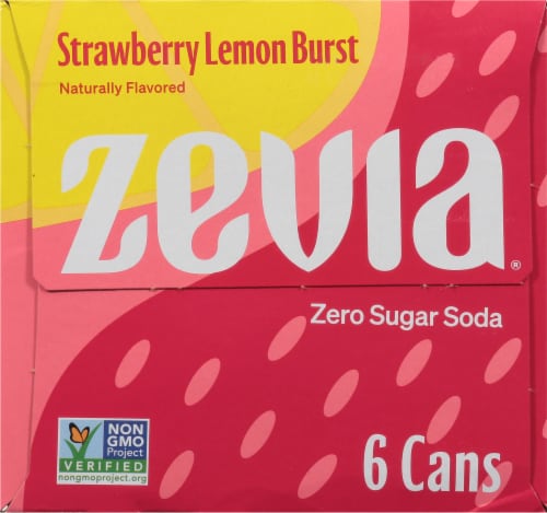 Zevia® Strawberry Lemon Burst Zero Sugar Soda Cans Perspective: left