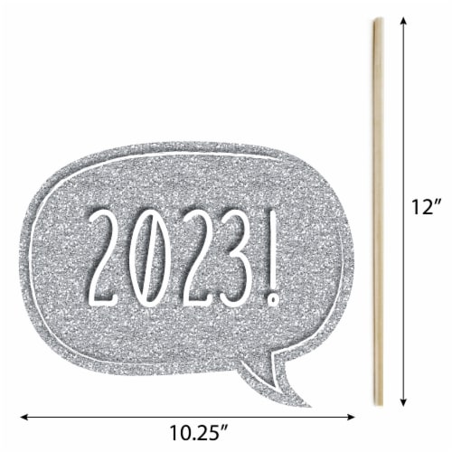 Big Dot of Happiness New Years Eve Party - Silver 2023 New Year Party Photo Booth Props 20 Ct Perspective: left