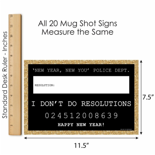 Big Dot of Happiness New Year's Eve Gold - Resolution Mug Shots Photo Booth Props 20 Ct Perspective: left