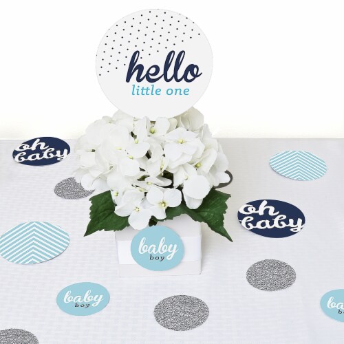 Big Dot of Happiness Hello Little One Blue & Silver Baby Shower Party ...