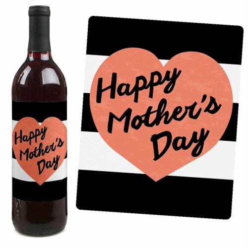 Big Dot of Happiness Best Mom Ever - Mother's Day Gift - Wine Bottle Label Stickers 4 Ct Perspective: left