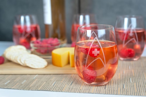 Star Trek Stemless Wine Glass Decorative Etched Medical Emblem | Holds 20 Ounces Perspective: left