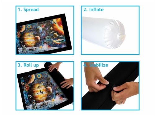 Jigsaw Puzzle Roll Up Felt Mat Storage Saver | Large 46"x26" | Fits 1500 Pieces Perspective: left