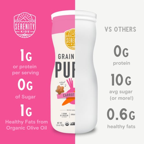 Serenity Kids Grain Free Puffs, Carrot & Beet, 1.5oz Perspective: left