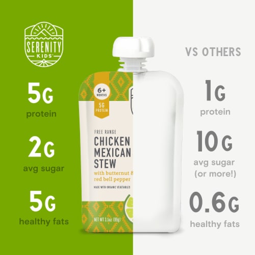 Serenity Kids Chicken Mexican Stew with Organic Vegetables Pouch, 3.5oz Perspective: left