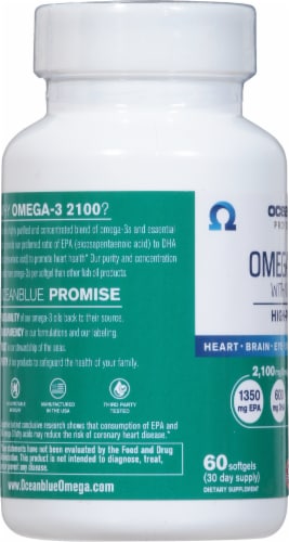 Oceanblue Omega-3 Fish Oil 2100 IU with Vitamin D Softgels Perspective: left