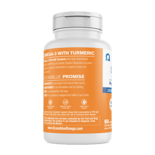 Oceanblue® Professional Omega-3 2100® with Tumeric Softgels Perspective: left
