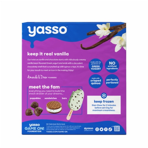 Yasso Frozen Greek Yogurt Vanilla Chocolate Crunch Bars Perspective: left