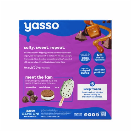 Yasso Frozen Greek Yogurt Salted Caramel Chocolate Crunch Bars Perspective: left