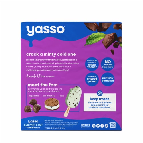 Yasso Frozen Greek Yogurt Mint Chocolate Crunch Bars Perspective: left