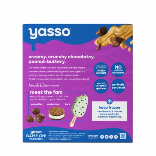 Yasso Peanut Butter Chocolate Crunch Frozen Greek Yogurt Bars Perspective: left
