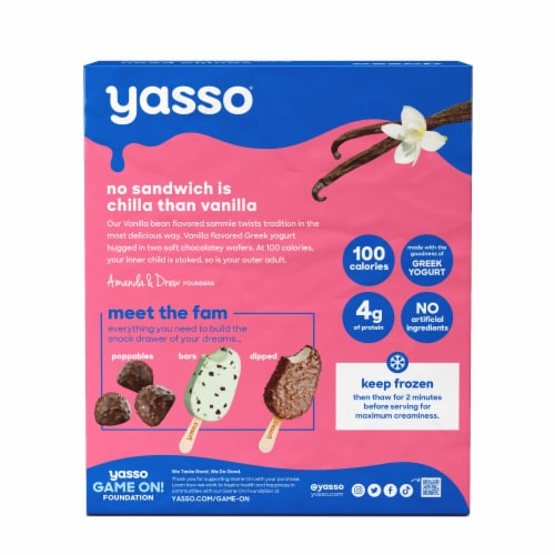 Yasso Vanilla Bean Frozen Greek Yogurt Sandwiches Perspective: left