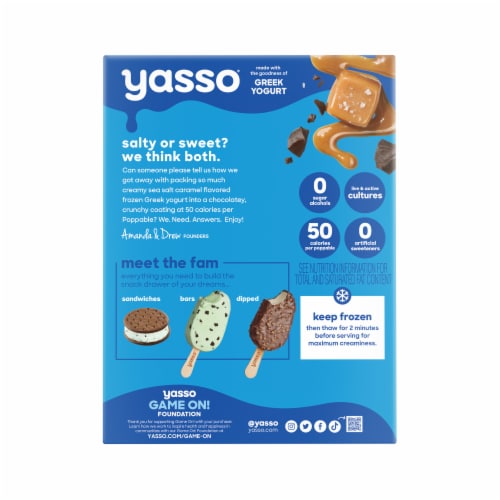 Yasso Frozen Greek Yogurt Sea Salt Caramel Poppables Perspective: left