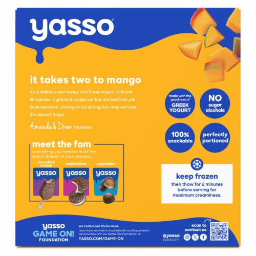 Yasso Creamy Mango Frozen Greek Yogurt Bars Perspective: left