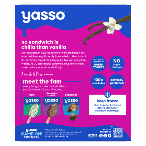 Yasso Vanilla Bean Frozen Greek Yogurt Sandwiches Perspective: left