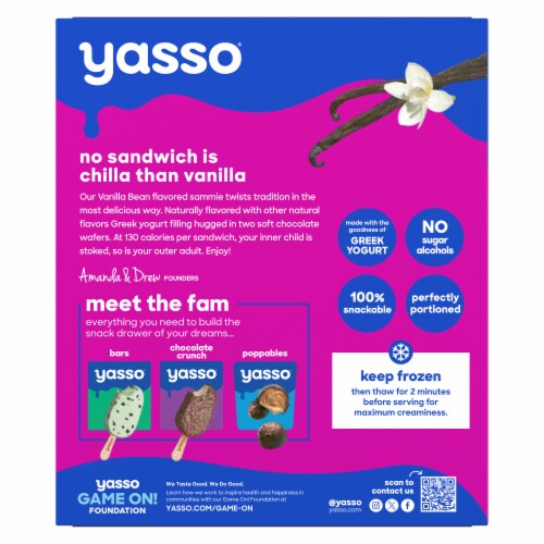 Yasso Vanilla Bean Frozen Greek Yogurt Sandwiches Perspective: left