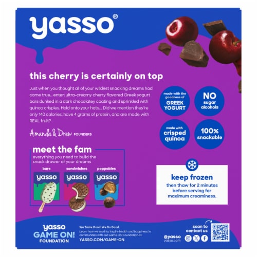 Yasso Cherry Chocolate Crunch Frozen Greek Yogurt Bars Perspective: left