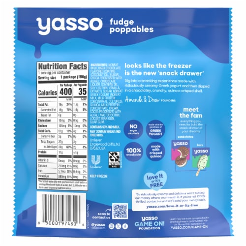 Yasso Fudge Frozen Greek Yogurt Poppables Perspective: left