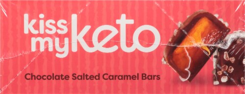 Kiss My Keto Chocolate Salted Caramel Keto Bars Perspective: left