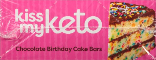 Kiss My Keto Chocolate Birthday Cake Keto Bars Perspective: left