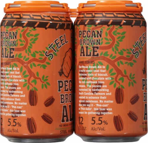Steel Hands Brewing Pecan Brown Ale Craft Beer Perspective: left