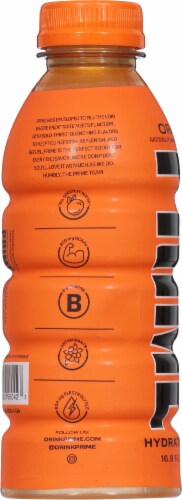 Prime Orange Sports Drink Bottle Perspective: left