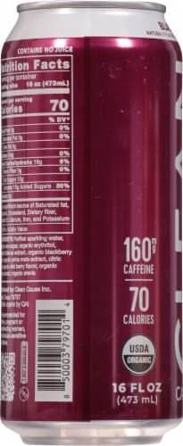 Clean® Cause Blackberry Sparkling Yerba Mate Energy Drink Perspective: left
