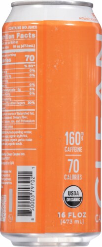 Clean Cause® Peach Sparkling Yerba Mate Energy Drink Perspective: left