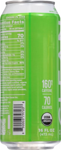 Clean® Cause Lemon-Lime Sparkling Yerba Mate Energy Drink Perspective: left