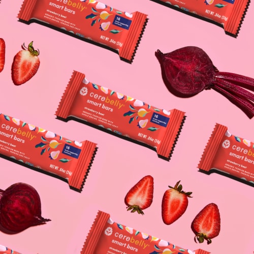 Cerebelly Strarberry Beet Smart Bars Snack Perspective: left