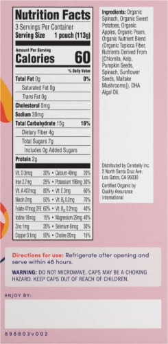 Cerebelly Stage 2 Organic Spinach Apple Sweet Potato Multipack 3 Count Perspective: left
