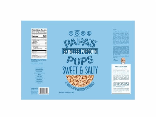 Papa’s Pops Sweet & Salty Skinless Popcorn Perspective: left