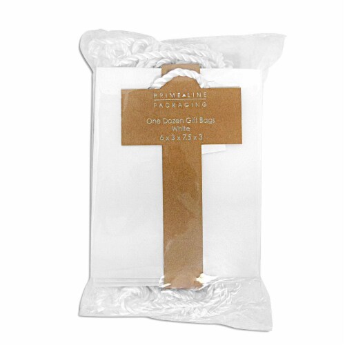 Occasionall Designer Small White Paper Gift Wrap Bags with Handles Colors Bulk 12Pack 6x3x7.5 Perspective: left