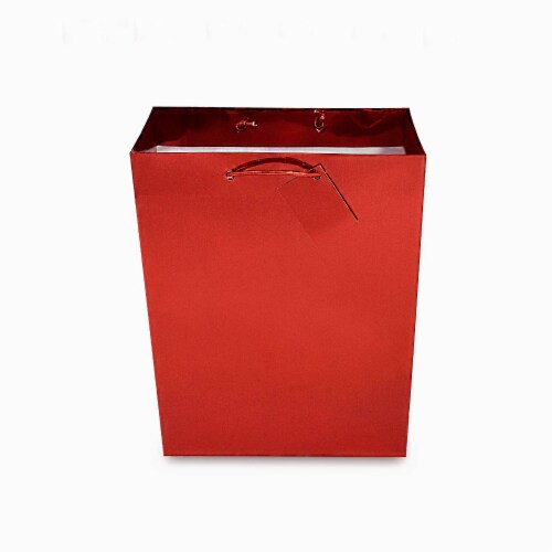 Red Foil Gift bags with Handles, Designer Solid Red Paper Gift Wrap