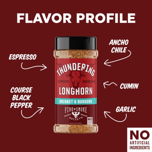 Fire & Smoke Society Thundering Longhorn Brisket & Burgers Seasoning Perspective: left