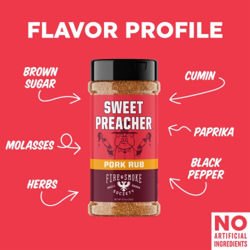 Fire & Smoke Society Sweet Preacher™ Sweet Southern Pork Rub Perspective: left
