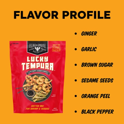Fire & Smoke Society® Lucky Tempura™ Crispy Coatings® Seasoned Tempura Batter Mix Perspective: left