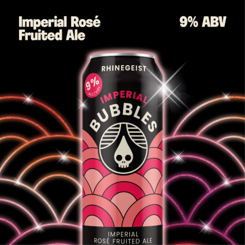 Rhinegeist Imperial Bubbles Imperial Rose Fruited Ale Can Perspective: left